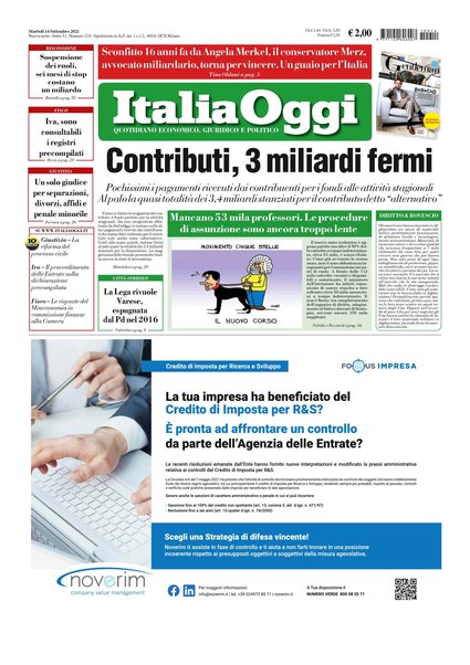 Italia oggi : quotidiano di economia finanza e politica